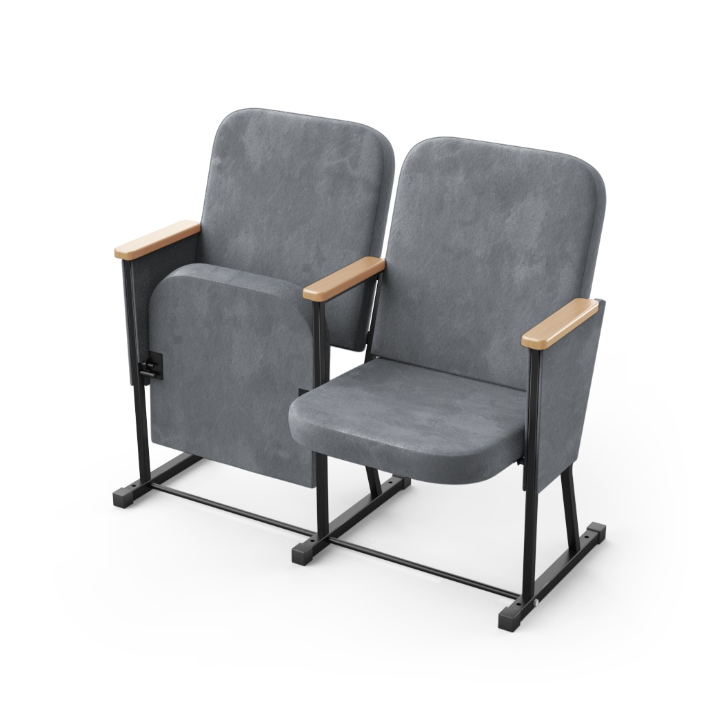 Крісло секційне ПРЕМ'ЄРА ТЕМПО з дерев'яним підлокітником та фальшпанелями, 2 секції